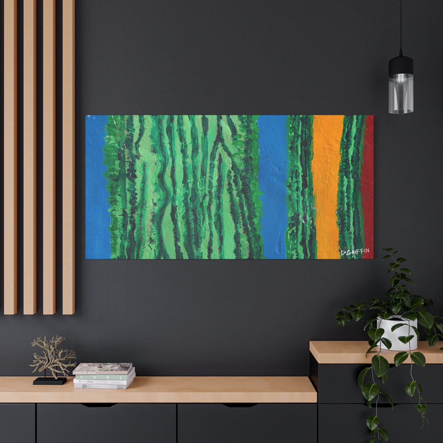 "Saguaro Stripes" - Stretched Canvas Wall Decor