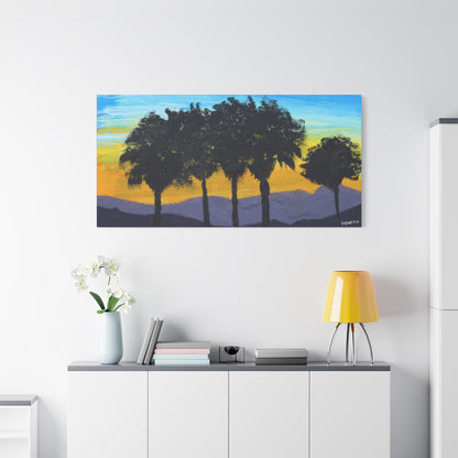 "Palm Sunset" - Stretched Canvas Wall Decor