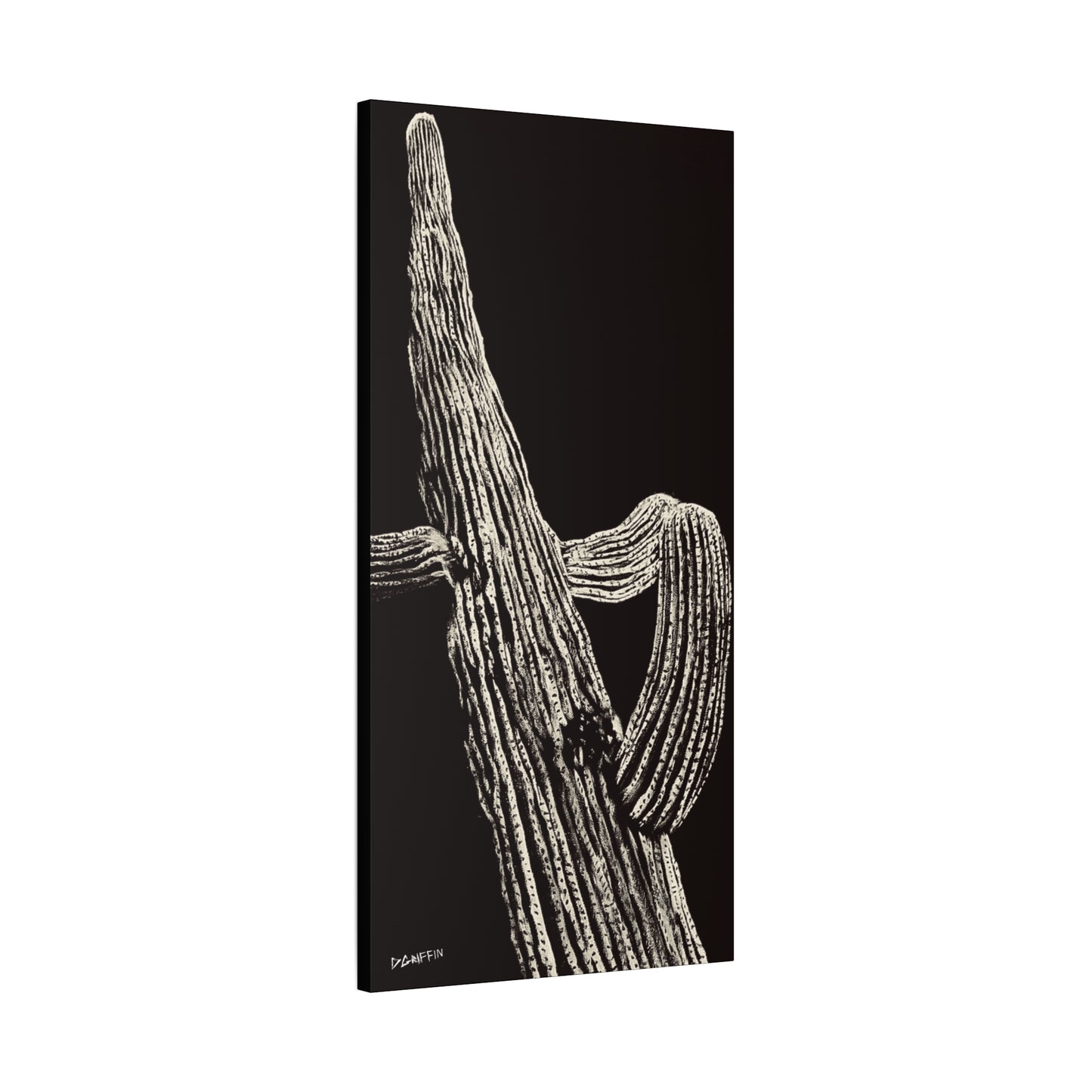 "Nocturnal Saguaro" - Stretched Canvas Wall Decor