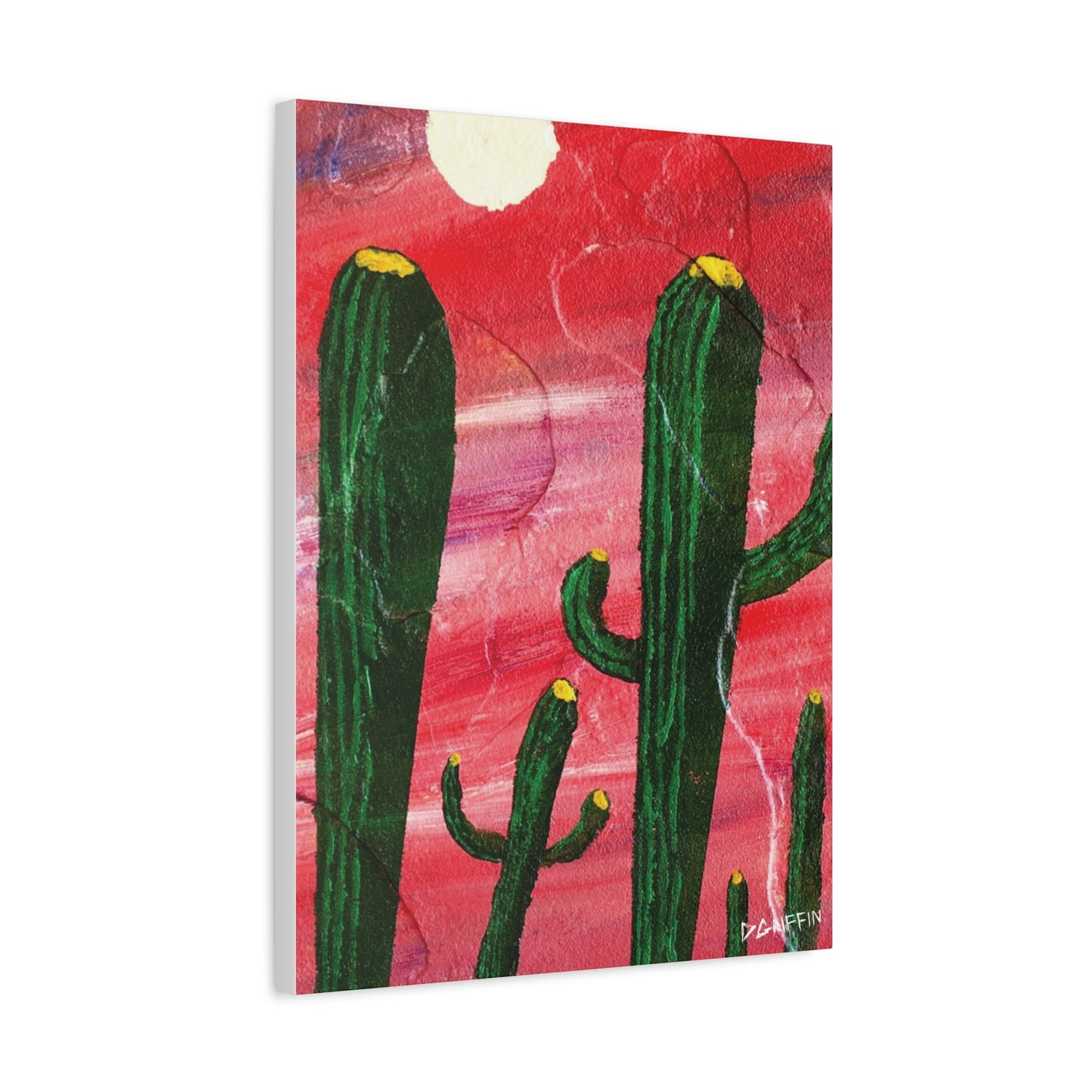 "Red Sky Saguaro" - Stretched Canvas Wall Decor