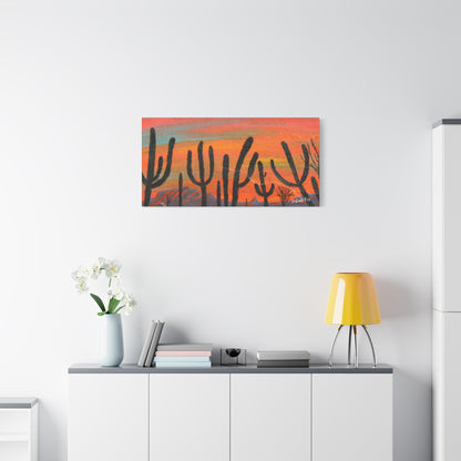 "Silhouettes at Dusk" - Stretched Canvas Wall Decor