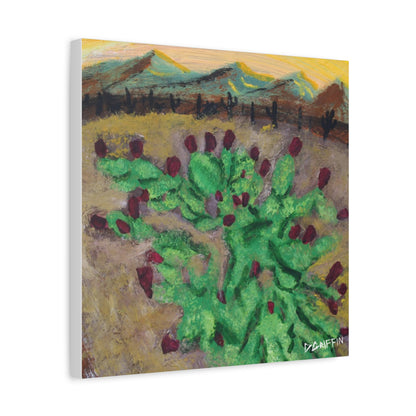 "Fruiting Nopal" - Stretched Canvas Wall Decor