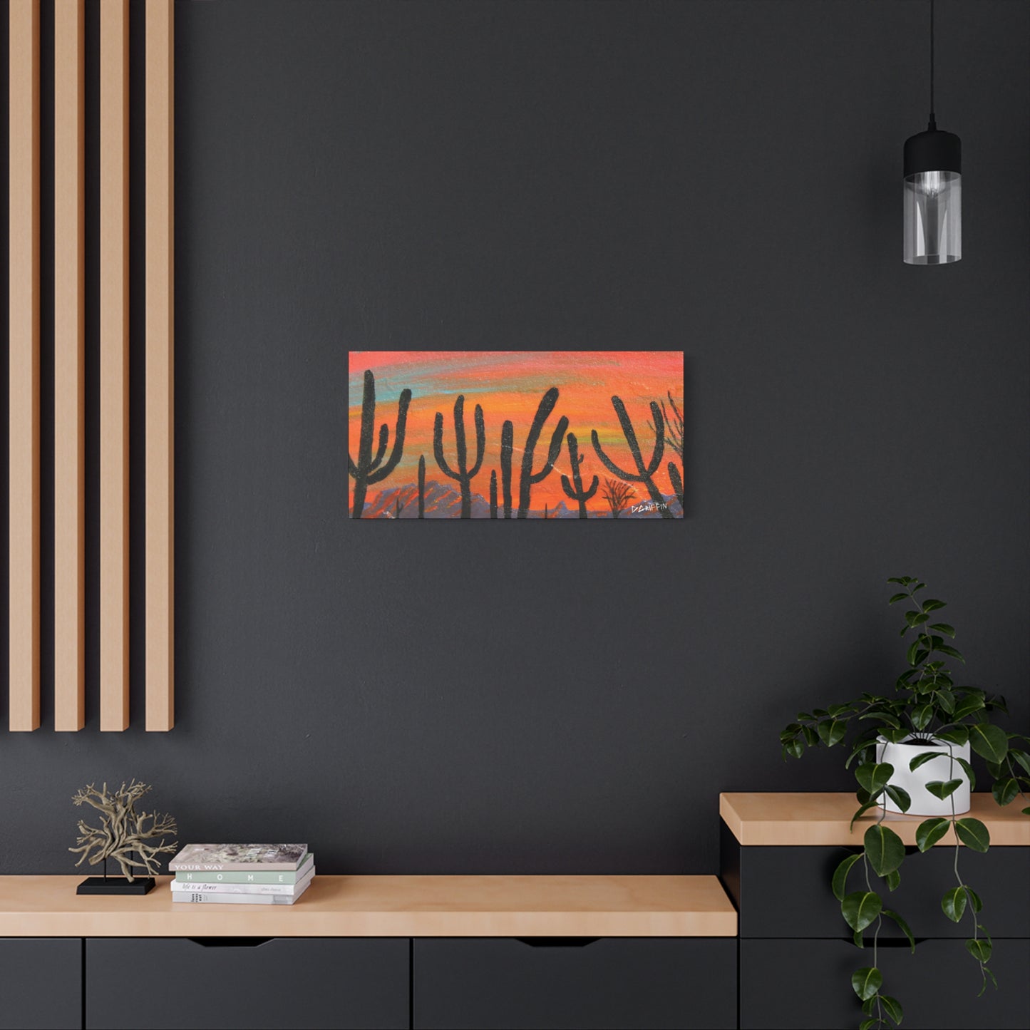 "Silhouettes at Dusk" - Stretched Canvas Wall Decor