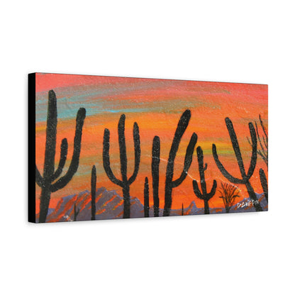 "Silhouettes at Dusk" - Stretched Canvas Wall Decor