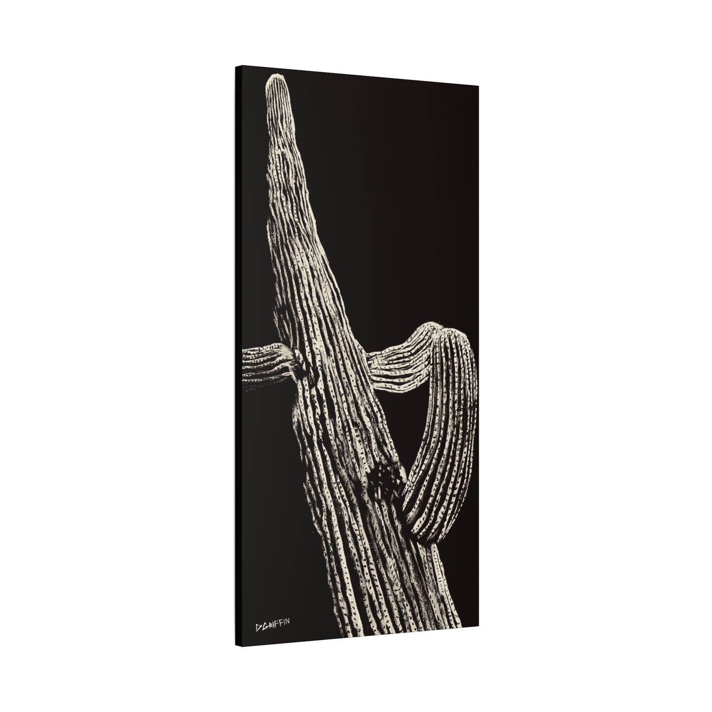 "Nocturnal Saguaro" - Stretched Canvas Wall Decor
