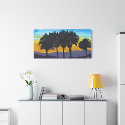 "Palm Sunset" - Stretched Canvas Wall Decor