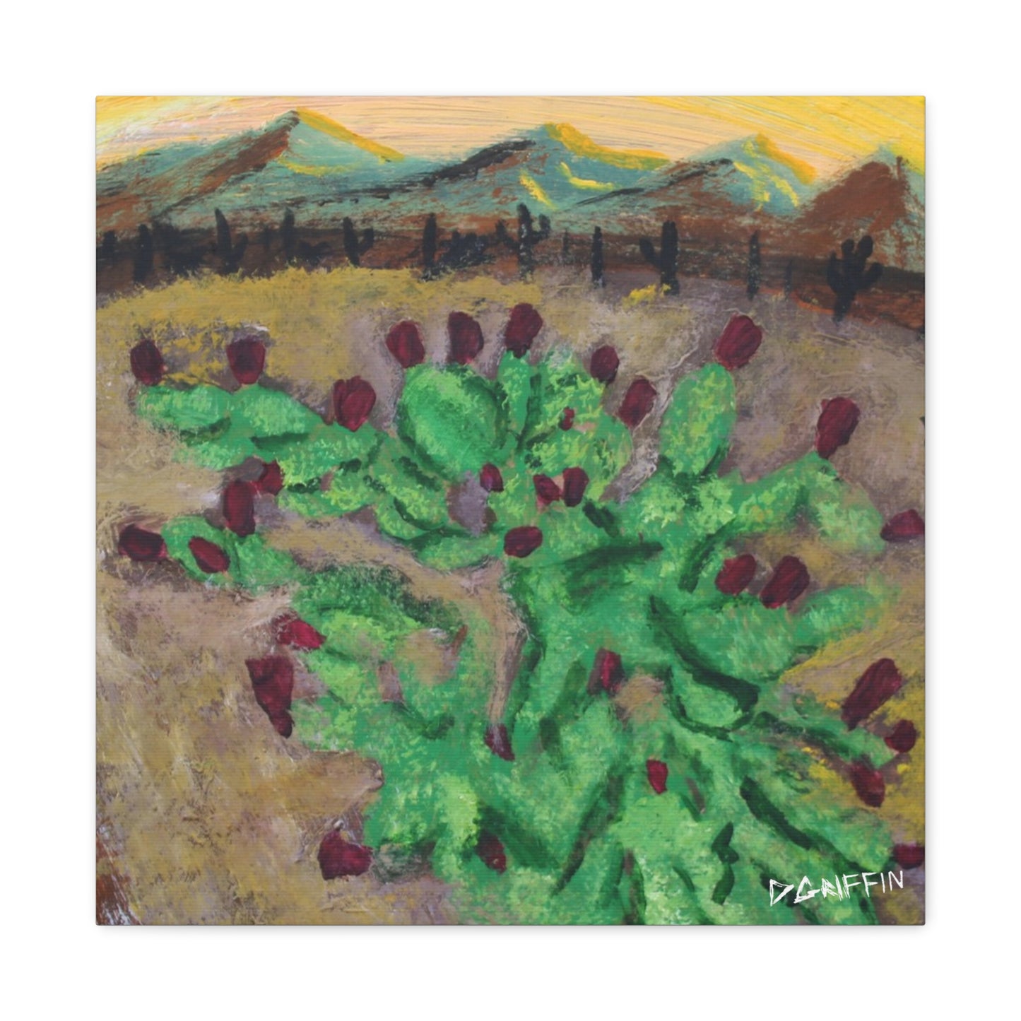 "Fruiting Nopal" - Stretched Canvas Wall Decor