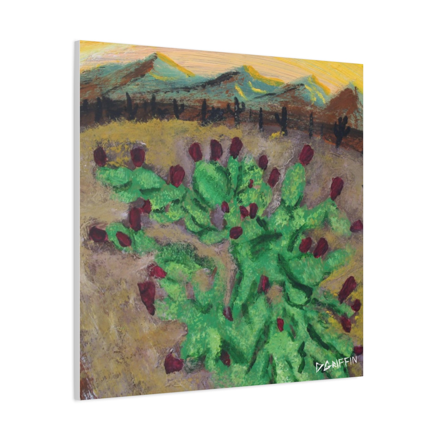 "Fruiting Nopal" - Stretched Canvas Wall Decor