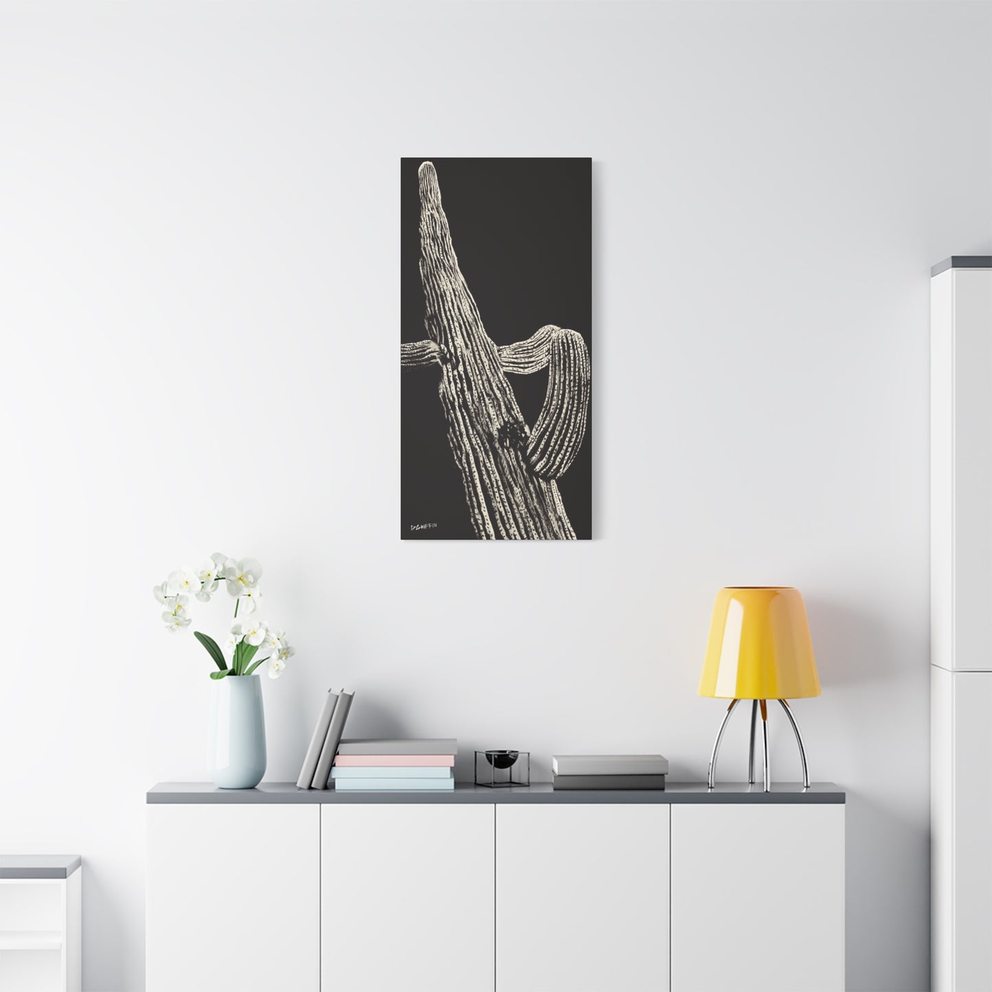"Nocturnal Saguaro" - Stretched Canvas Wall Decor