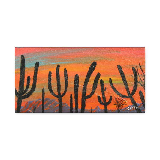 "Silhouettes at Dusk" - Stretched Canvas Wall Decor