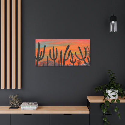 "Silhouettes at Dusk" - Stretched Canvas Wall Decor