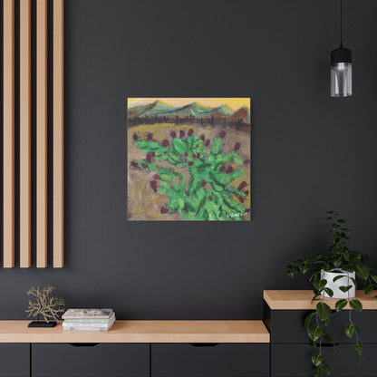 "Fruiting Nopal" - Stretched Canvas Wall Decor