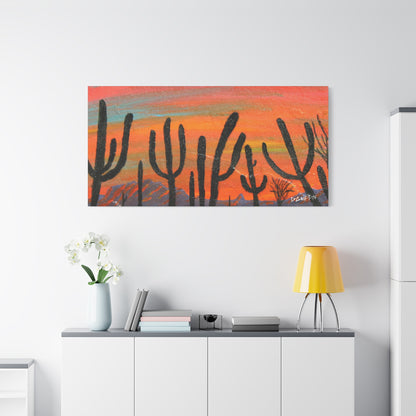 "Silhouettes at Dusk" - Stretched Canvas Wall Decor