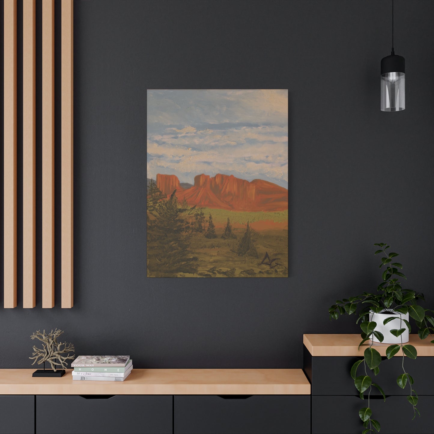 "Crimson Cliffs" - Stretched Canvas Wall Decor