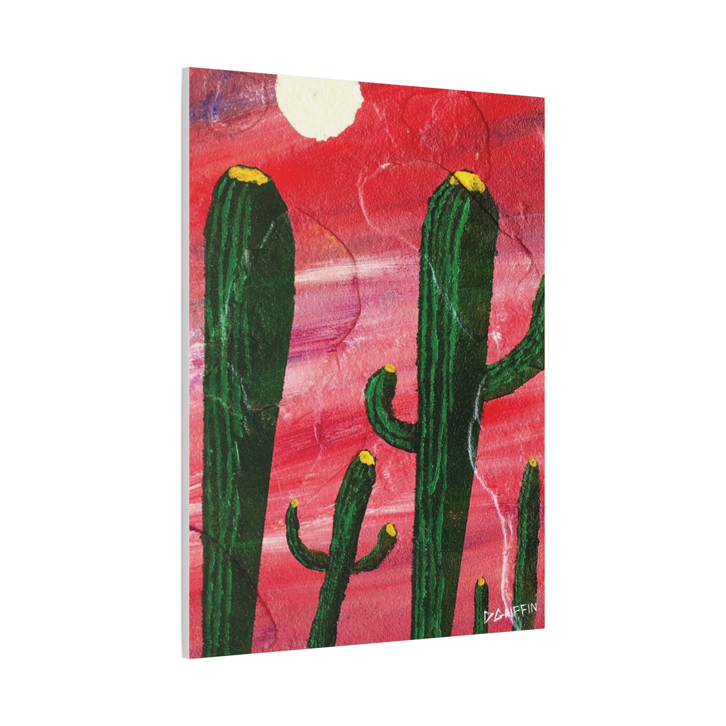 "Red Sky Saguaro" - Stretched Canvas Wall Decor