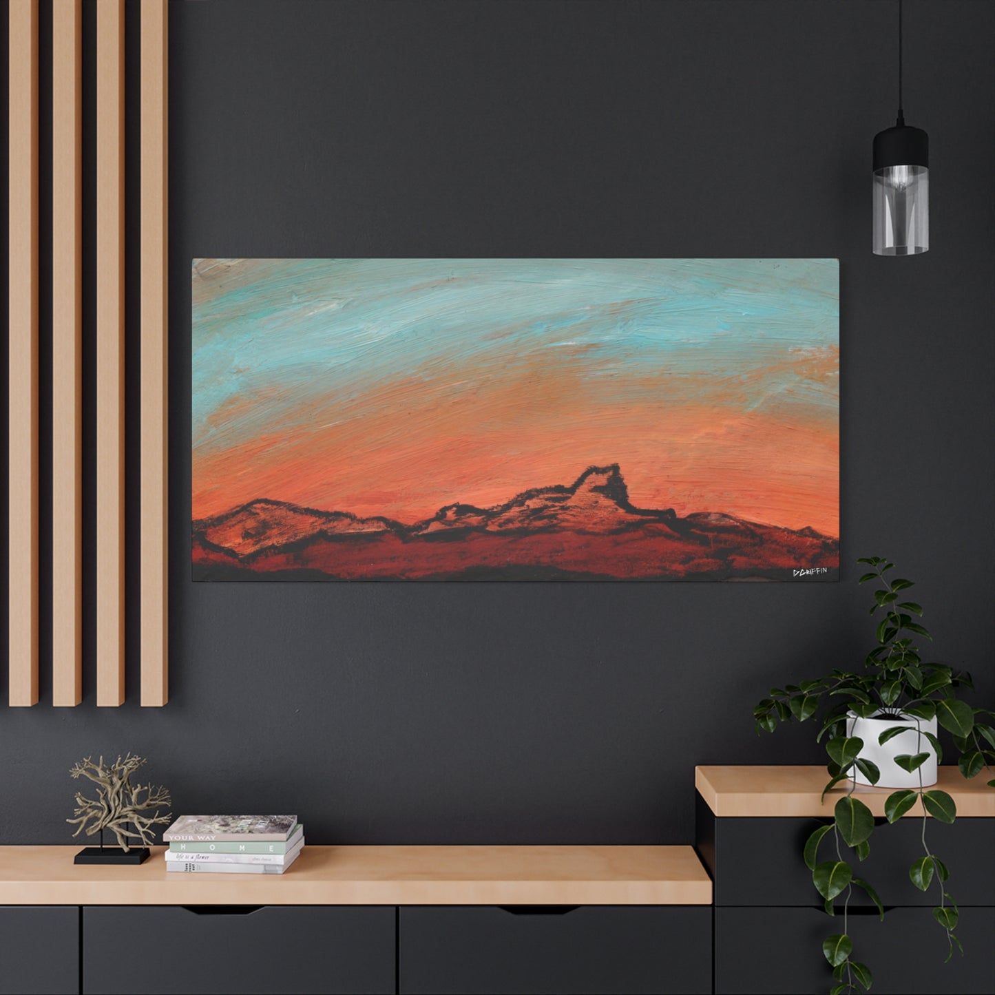 "Silueta Ardiente" - Stretched Canvas Wall Decor
