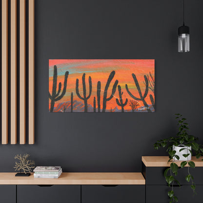 "Silhouettes at Dusk" - Stretched Canvas Wall Decor