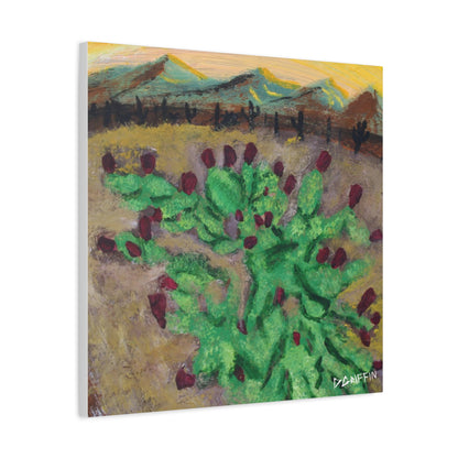 "Fruiting Nopal" - Stretched Canvas Wall Decor