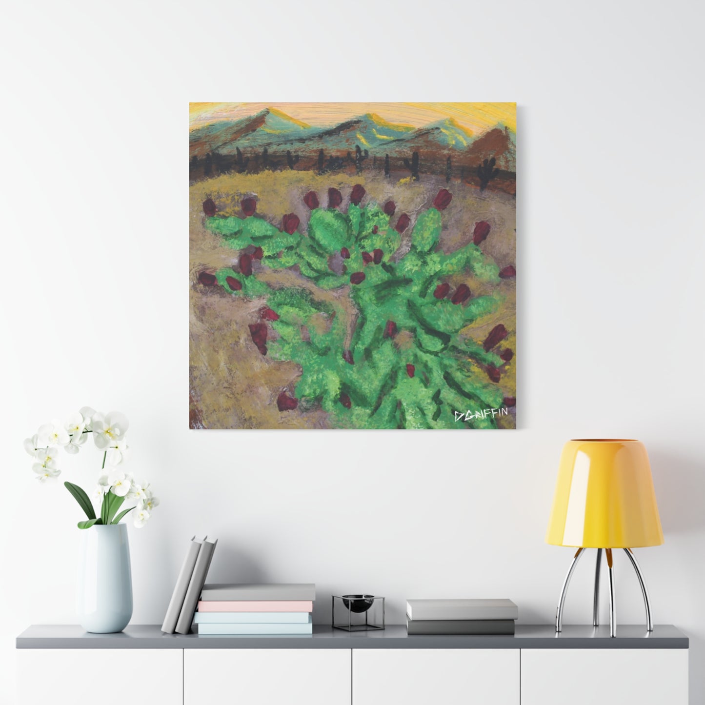 "Fruiting Nopal" - Stretched Canvas Wall Decor
