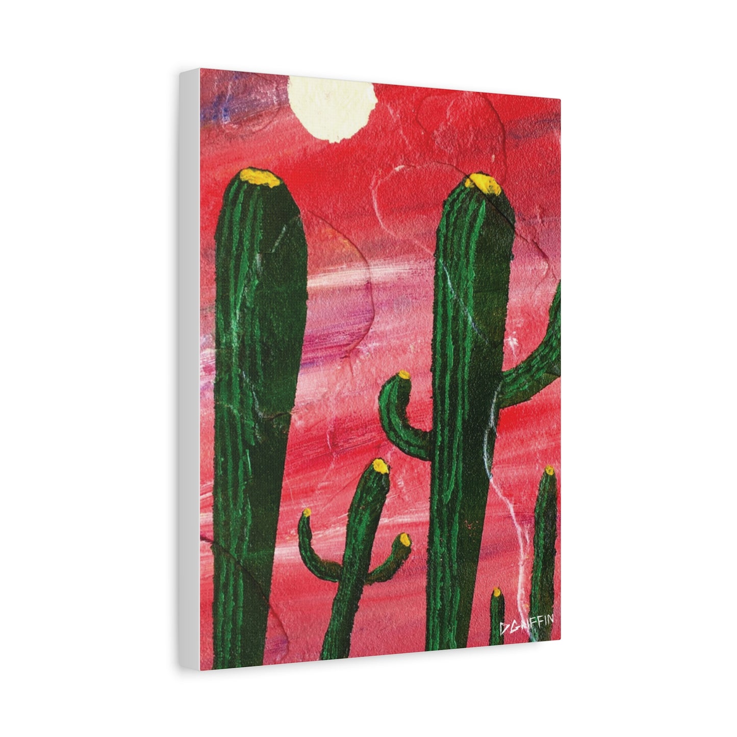 "Red Sky Saguaro" - Stretched Canvas Wall Decor