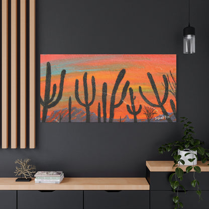 "Silhouettes at Dusk" - Stretched Canvas Wall Decor