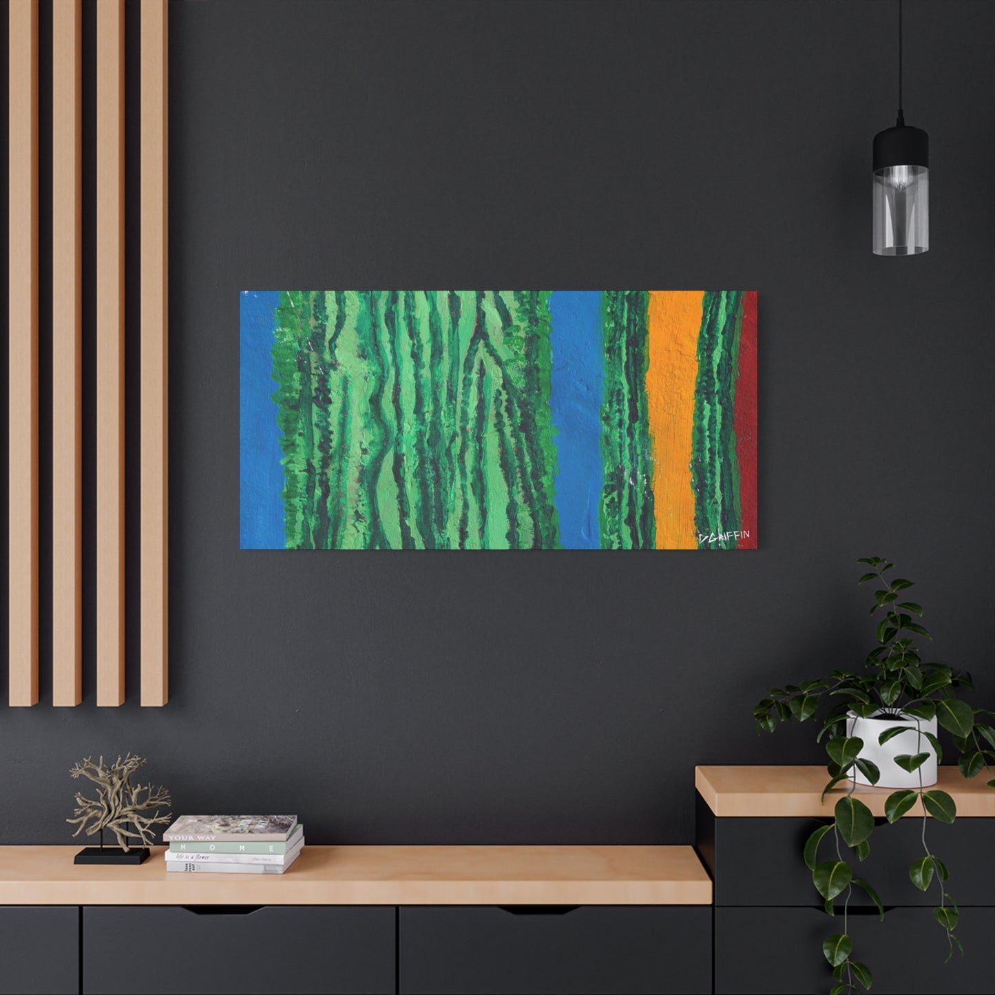 "Saguaro Stripes" - Stretched Canvas Wall Decor