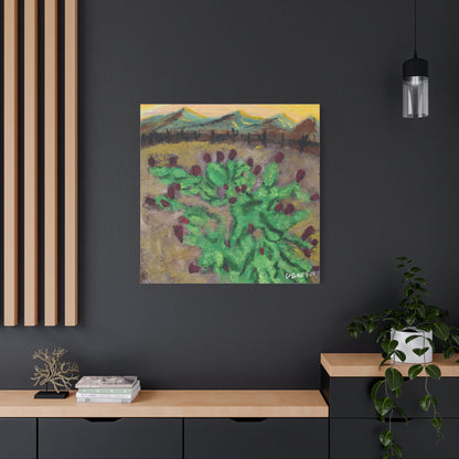 "Fruiting Nopal" - Stretched Canvas Wall Decor