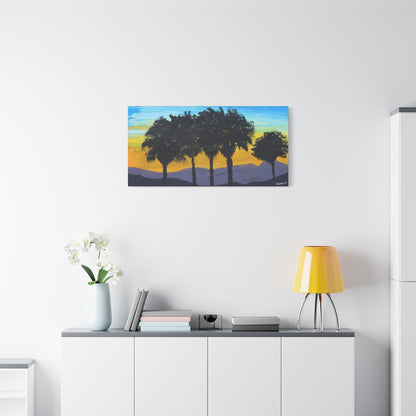 "Palm Sunset" - Stretched Canvas Wall Decor